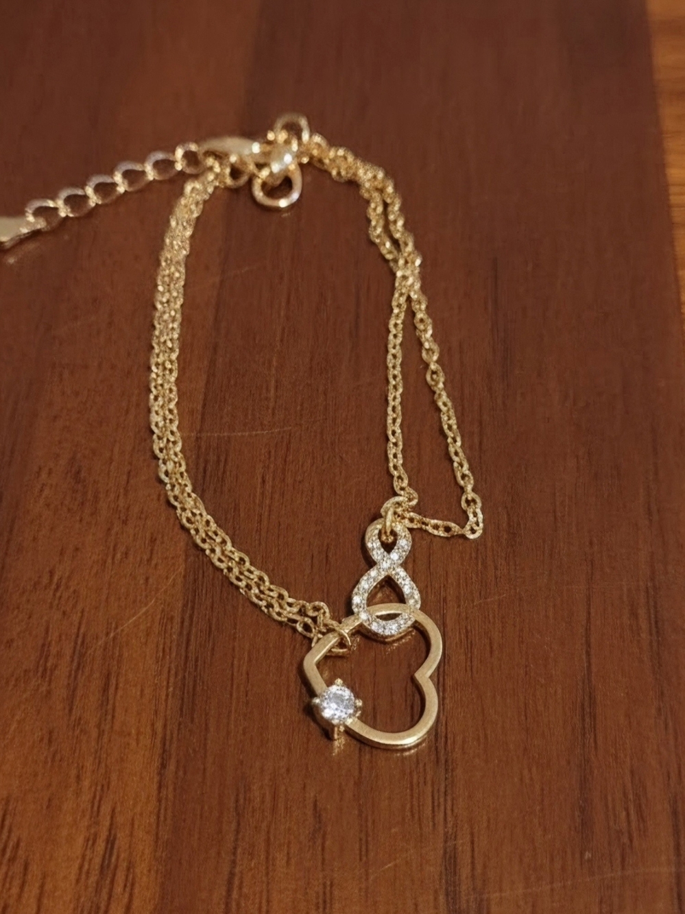 Gold Tone Heart & Infinity Pendant Bracelet - Women Jewelry
